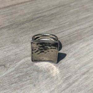 Vintage Silpada SS Hammered Square Ring Size 8.5